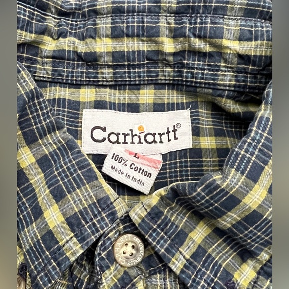 Carhartt Large Multi Gray Blue Checked Pocket Button Down Long Sleeve Shirt EUC! - Picture 3 of 6